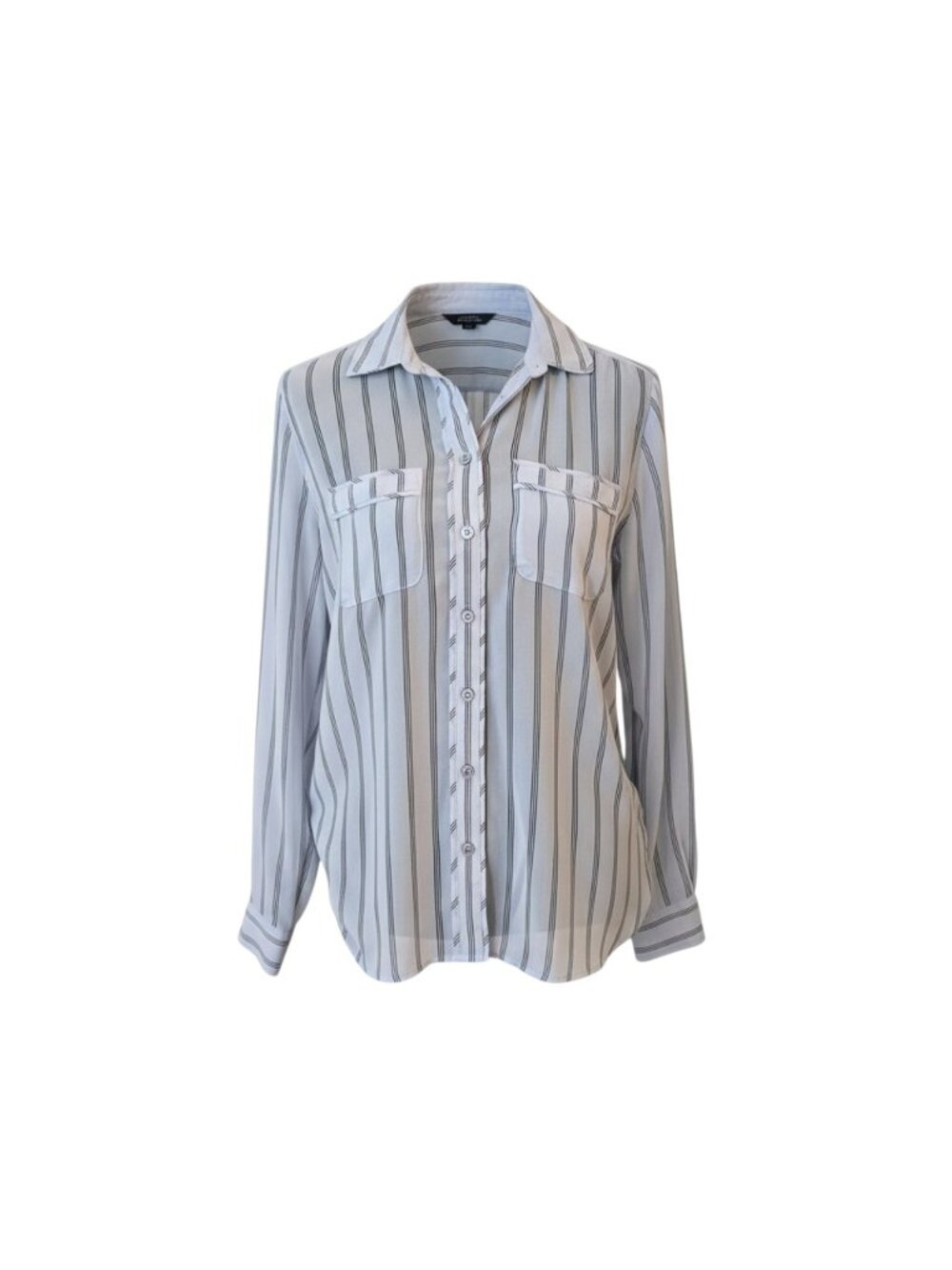 Ann Taylor LOFT Small Sheer Striped Button-Down